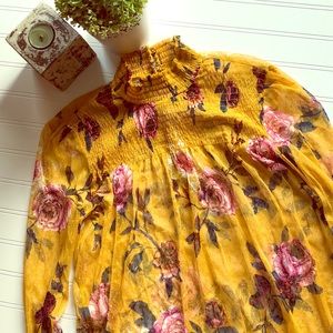 Mock Neck Floral Blouse